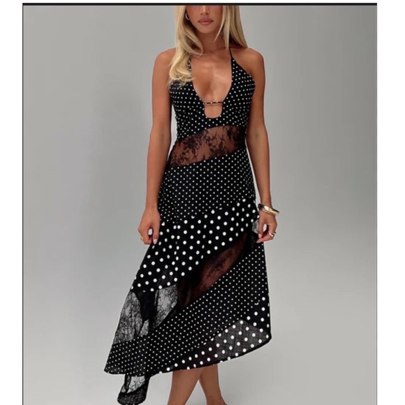 princess polly polka dot lace dress Princess Polly | Dresses | Princess Polly Down With Love Polka Dot Lace  Asymmetrical Midi Dress Size 2